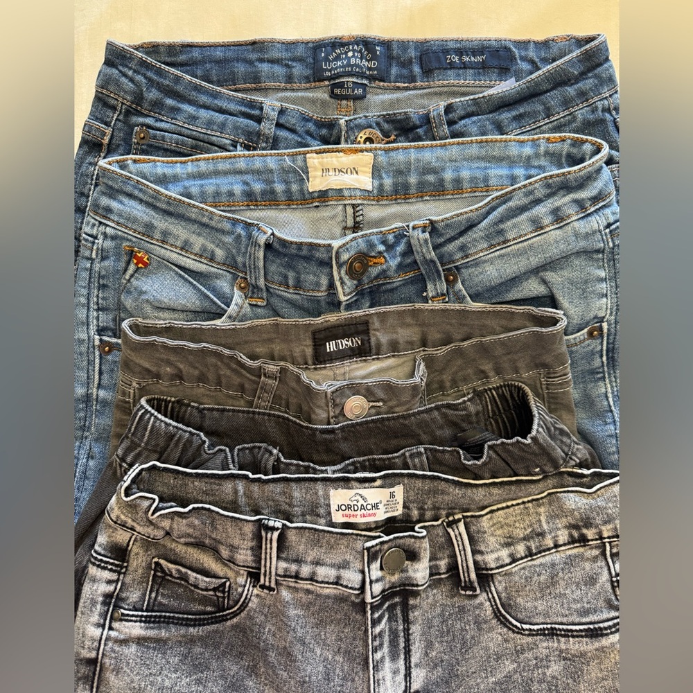 Lot of 5 jeans: Hudson, lucky, jordache